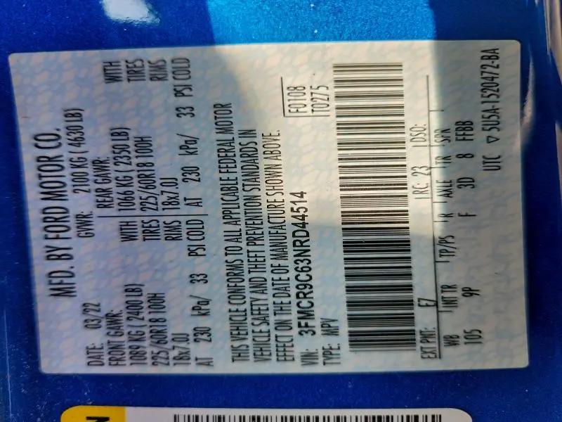 2022 FORD BRONCO SPORT OUTER BANKS  