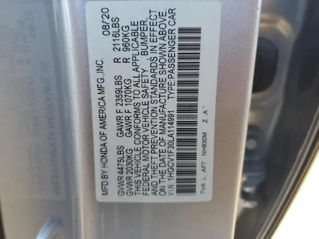 2020 HONDA ACCORD SPORT  