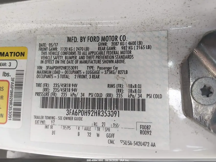 2017 FORD FUSION SE