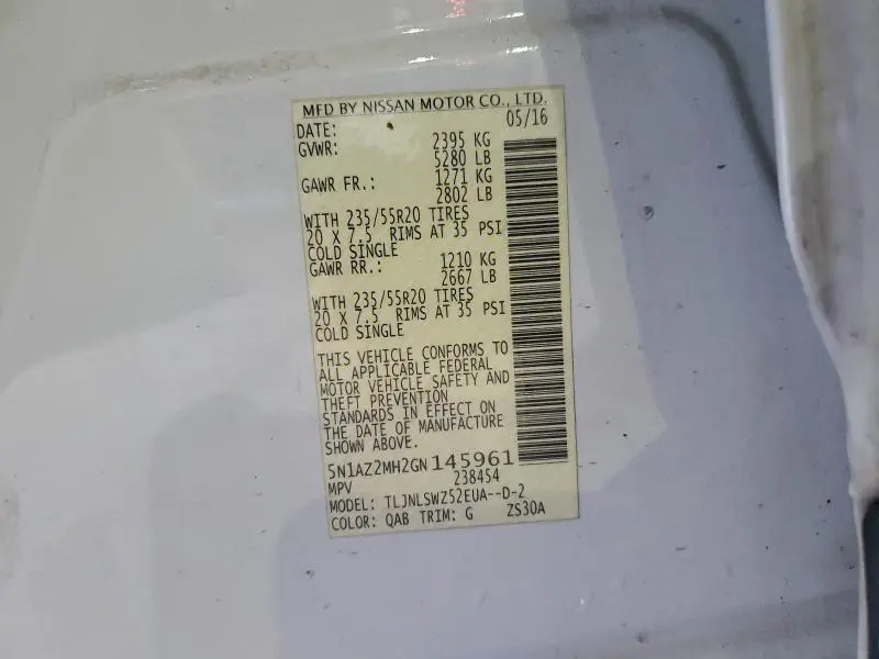 2016 NISSAN MURANO S  