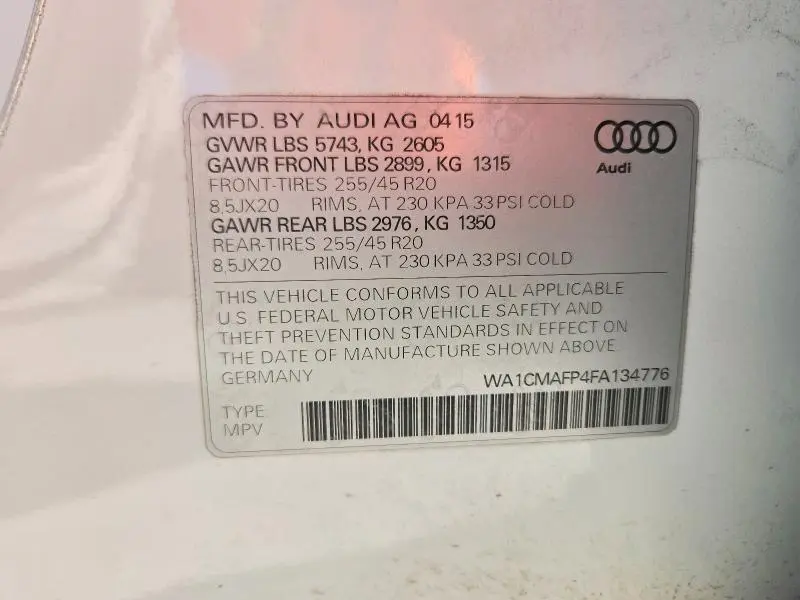 2015 AUDI Q5 TDI PREMIUM PLUS  