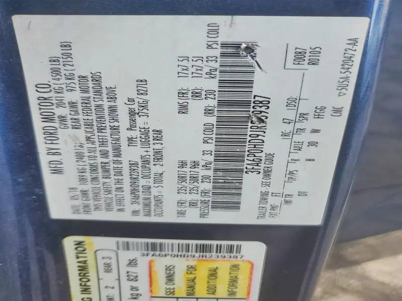 2018 FORD FUSION SE  