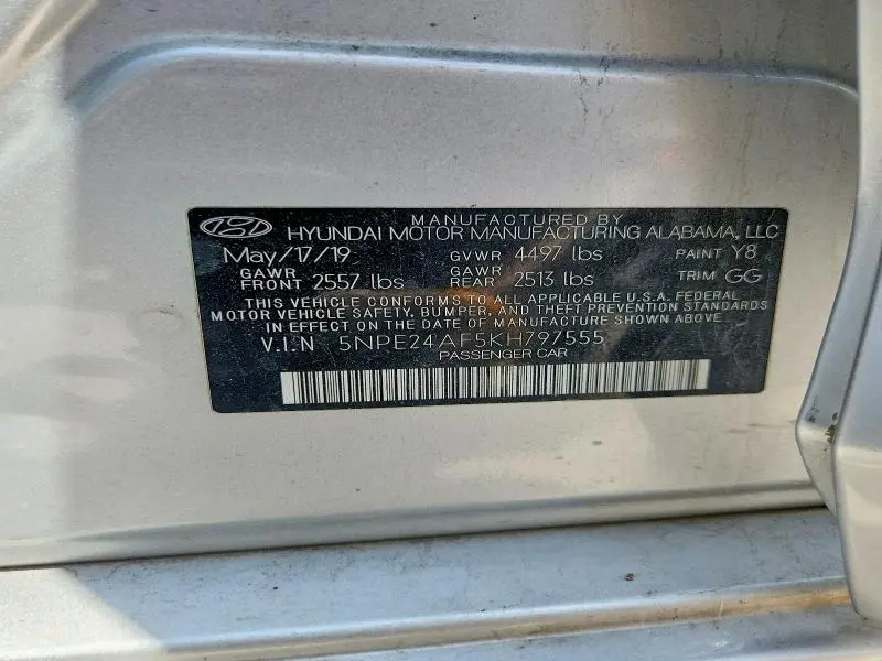 2019 HYUNDAI SONATA   