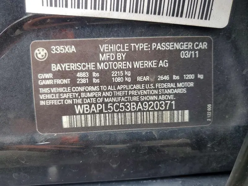 2011 BMW 335 XI  