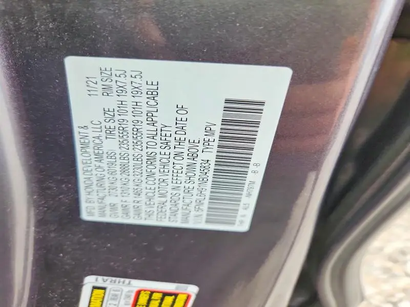 2022 HONDA ODYSSEY ELITE  