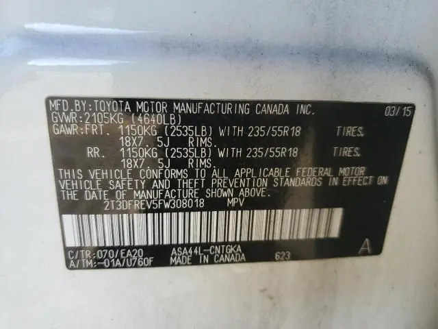 2015 TOYOTA RAV4 LIMITED  