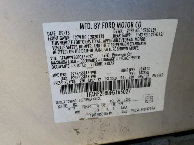 2015 FORD TAURUS SEL  