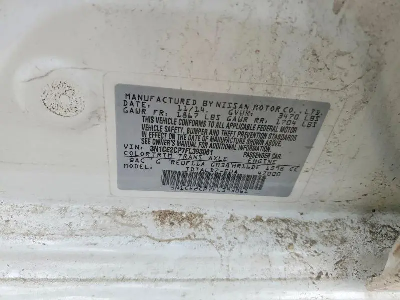 2015 NISSAN VERSA NOTE S  