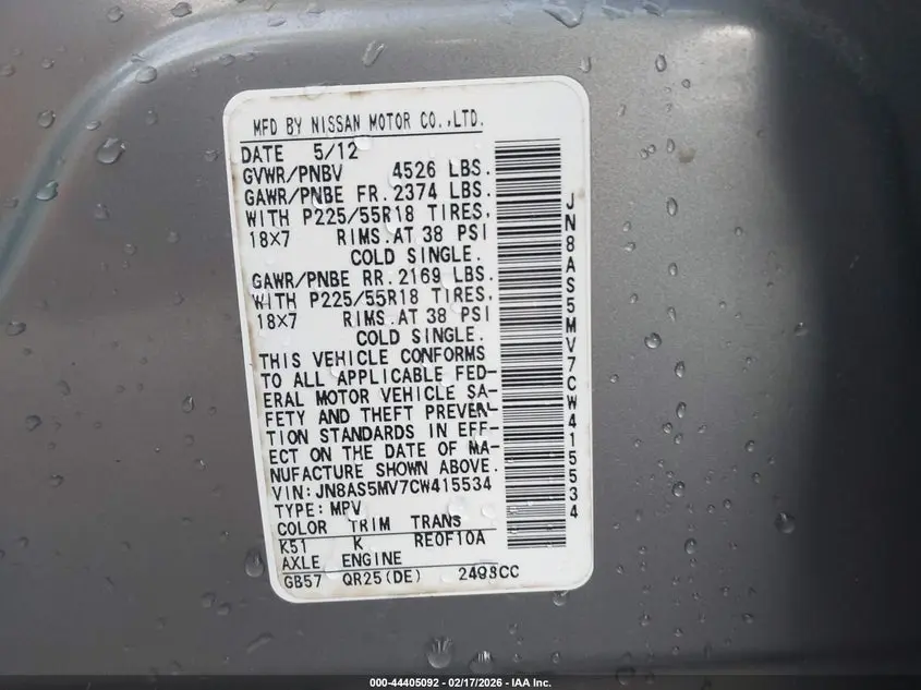 2012 NISSAN ROGUE SV W/SL PKG