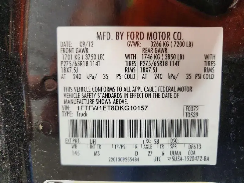 2013 FORD F150 SUPERCREW  