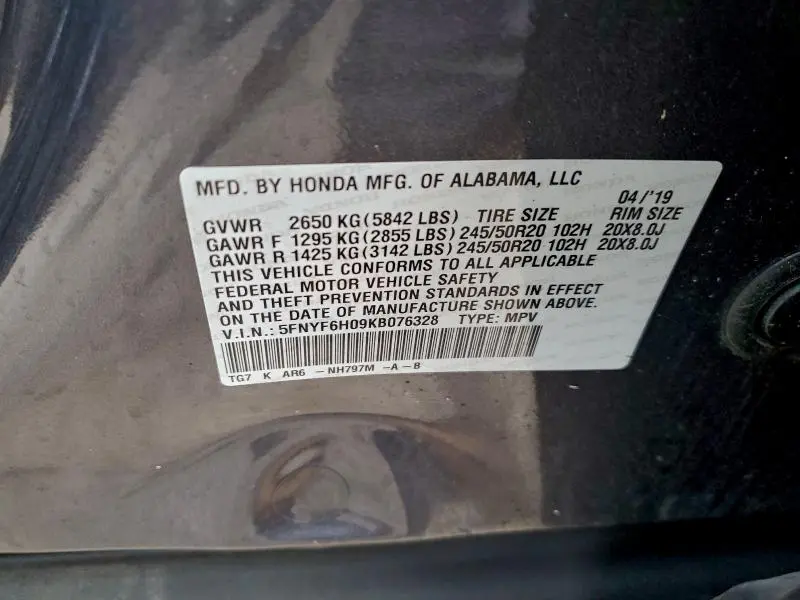 2019 HONDA PILOT ELITE  
