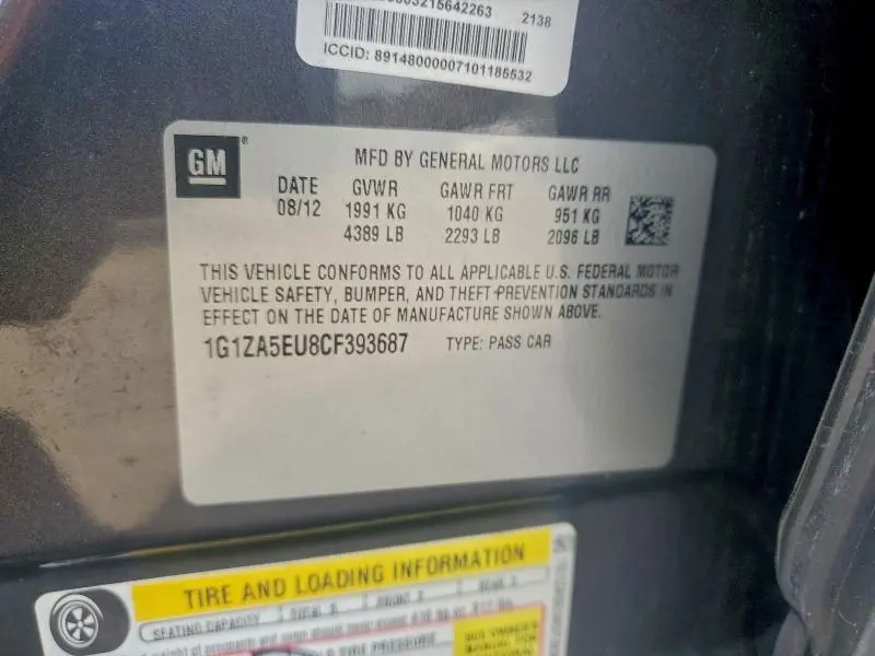 2012 CHEVROLET MALIBU LS  