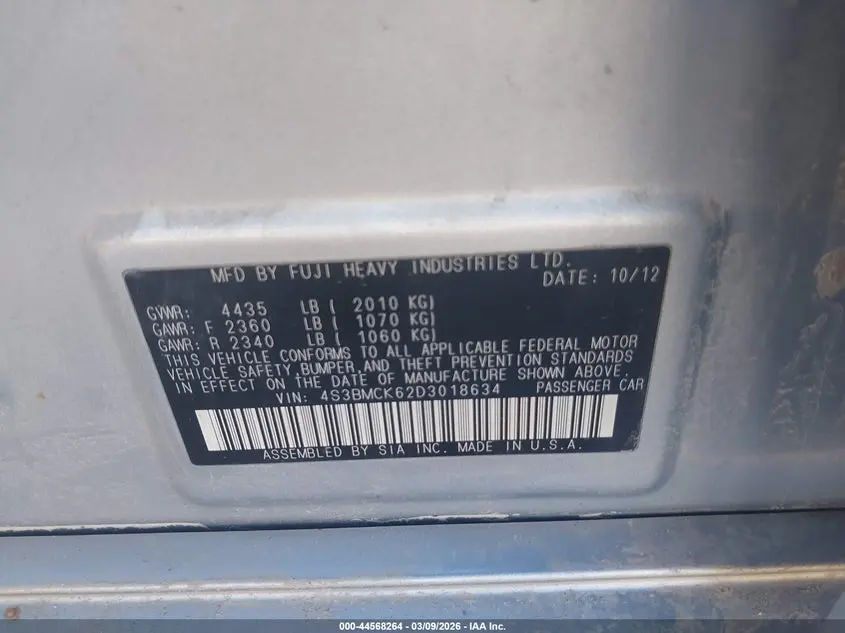 2013 SUBARU LEGACY 2.5I LIMITED