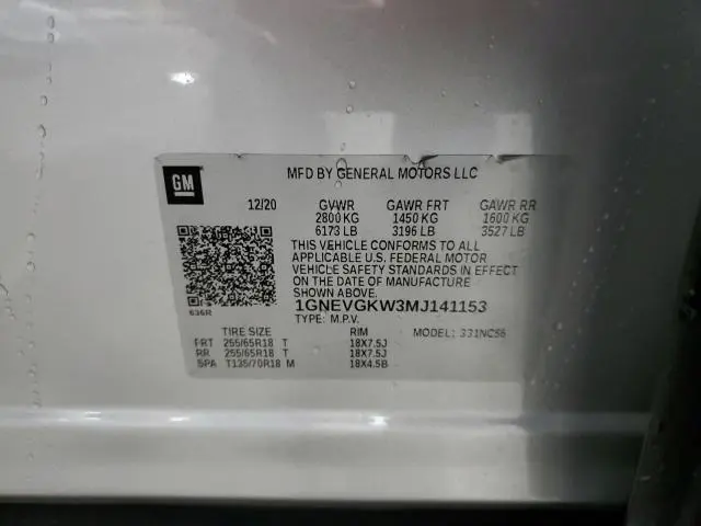 2021 CHEVROLET TRAVERSE LT  