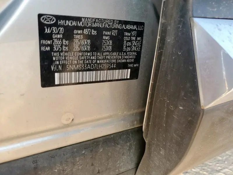 2020 HYUNDAI SANTA FE SEL  