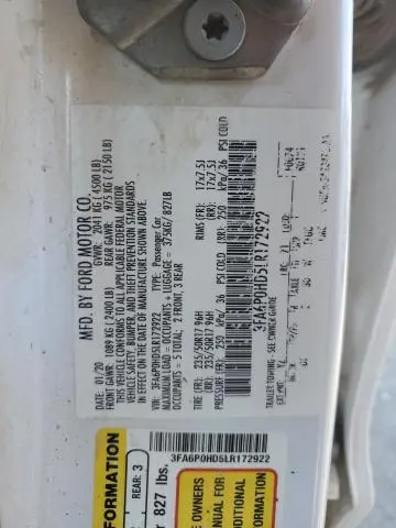 2020 FORD FUSION SE  