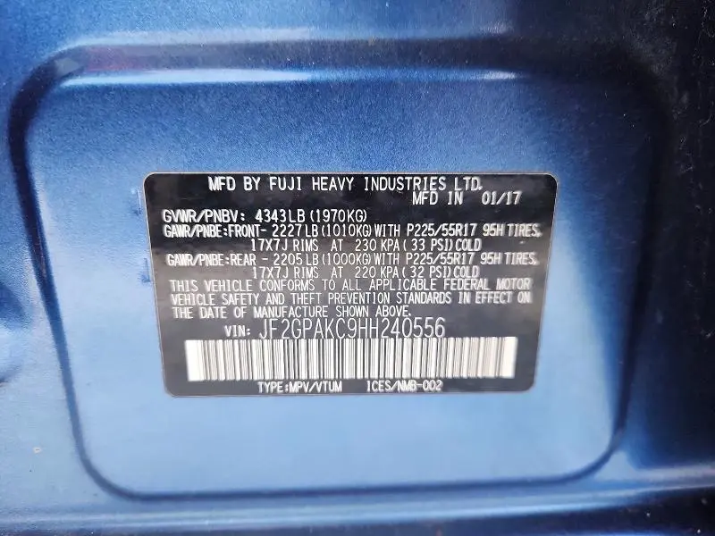 2017 SUBARU CROSSTREK LIMITED  