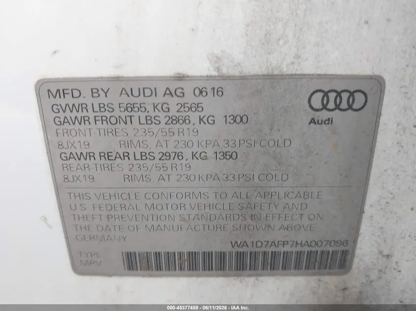 2017 AUDI Q5 3.0T PREMIUM PLUS