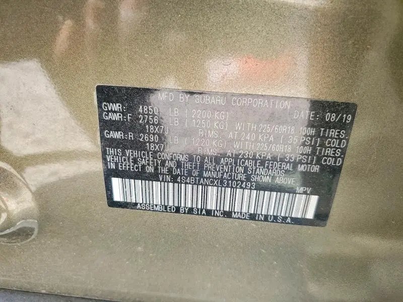 2020 SUBARU OUTBACK LIMITED  