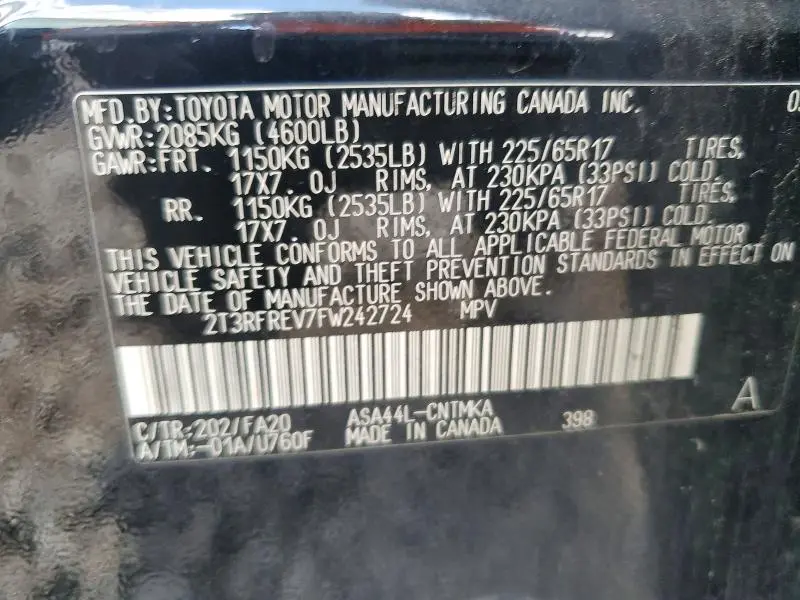 2015 TOYOTA RAV4 XLE  