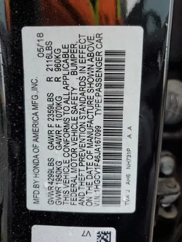 2018 HONDA ACCORD EX