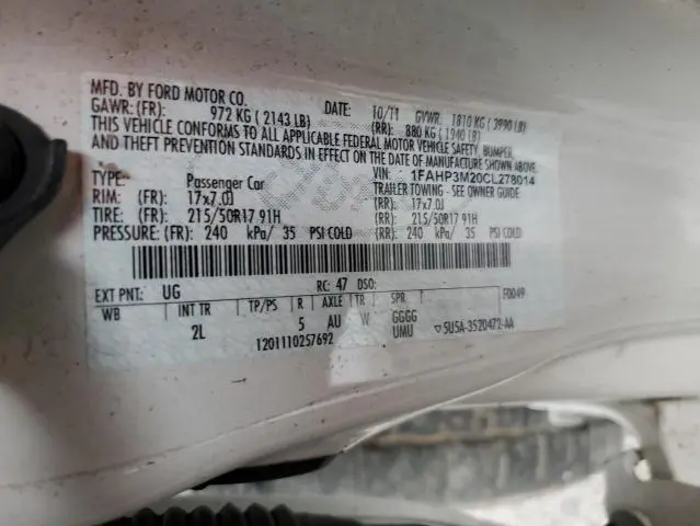 2012 FORD FOCUS SEL  