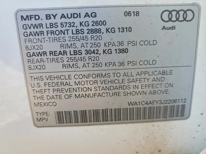 2018 AUDI SQ5 PRESTIGE  