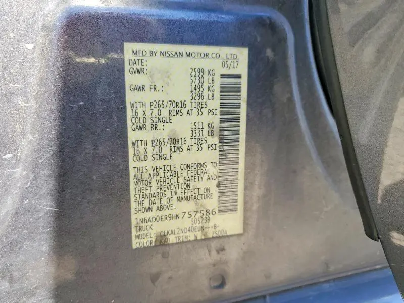 2017 NISSAN FRONTIER SV  