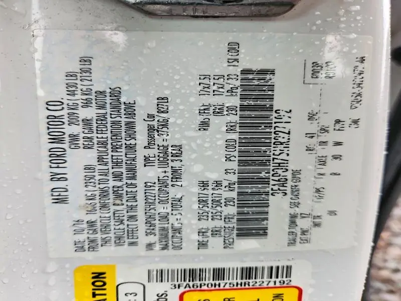 2017 FORD FUSION SE  