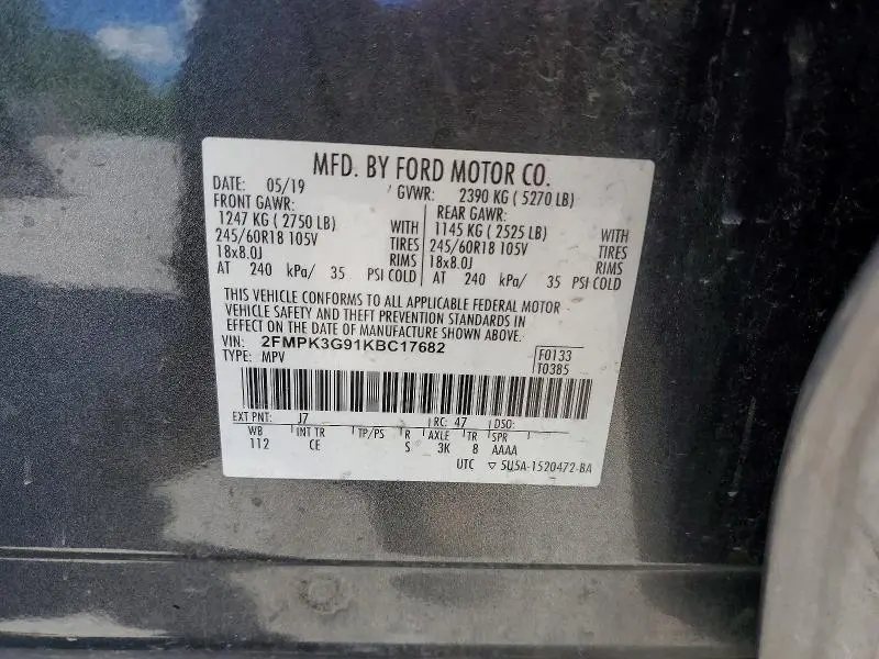 2019 FORD EDGE SE  