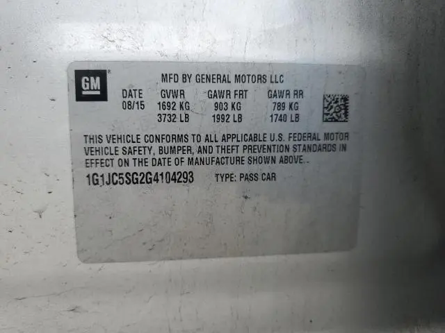 2016 CHEVROLET SONIC LT  