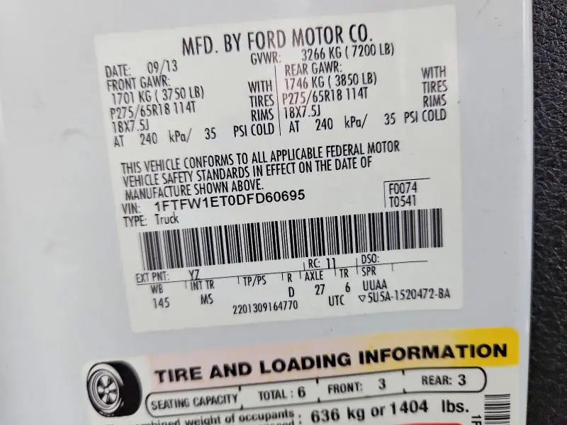 2013 FORD F150 SUPERCREW  