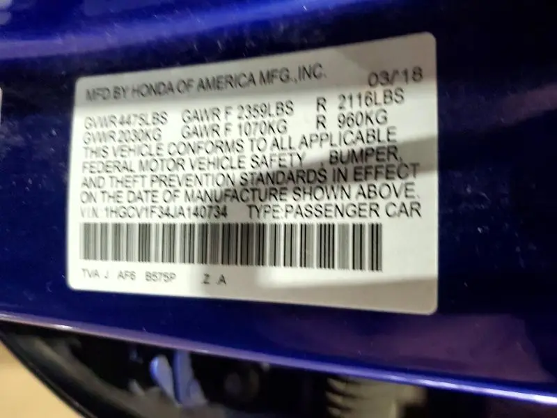 2018 HONDA ACCORD SPORT  