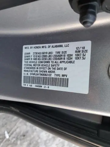 2019 HONDA ODYSSEY EXL  
