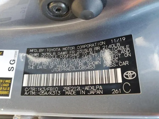 2020 TOYOTA COROLLA LE