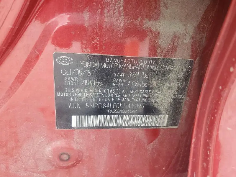 2019 HYUNDAI ELANTRA SEL  