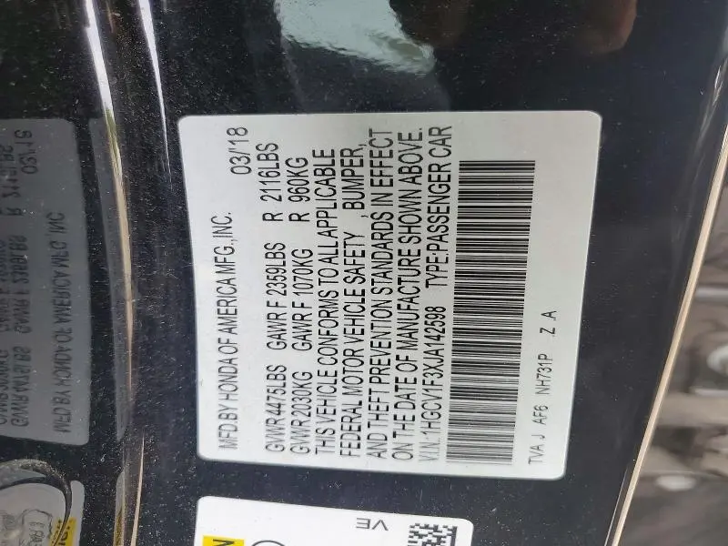 2018 HONDA ACCORD SPORT  