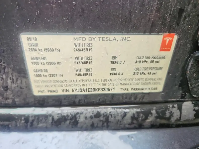 2019 TESLA MODEL S   