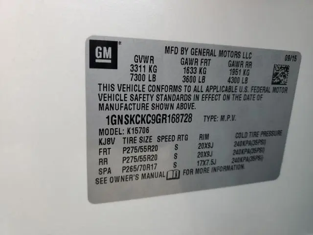 2016 CHEVROLET TAHOE K1500 LTZ  