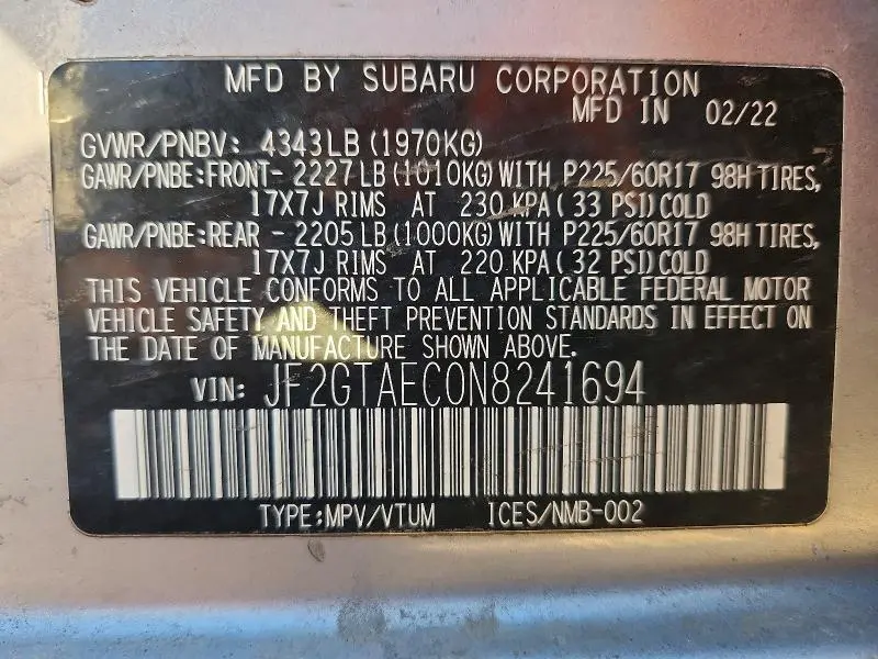 2022 SUBARU CROSSTREK PREMIUM  