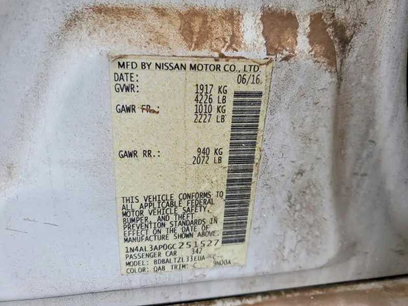 2016 NISSAN ALTIMA 2.5  