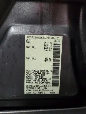 2017 NISSAN ALTIMA 2.5  