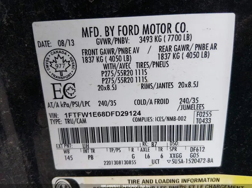 2013 FORD F-150 PLATINUM