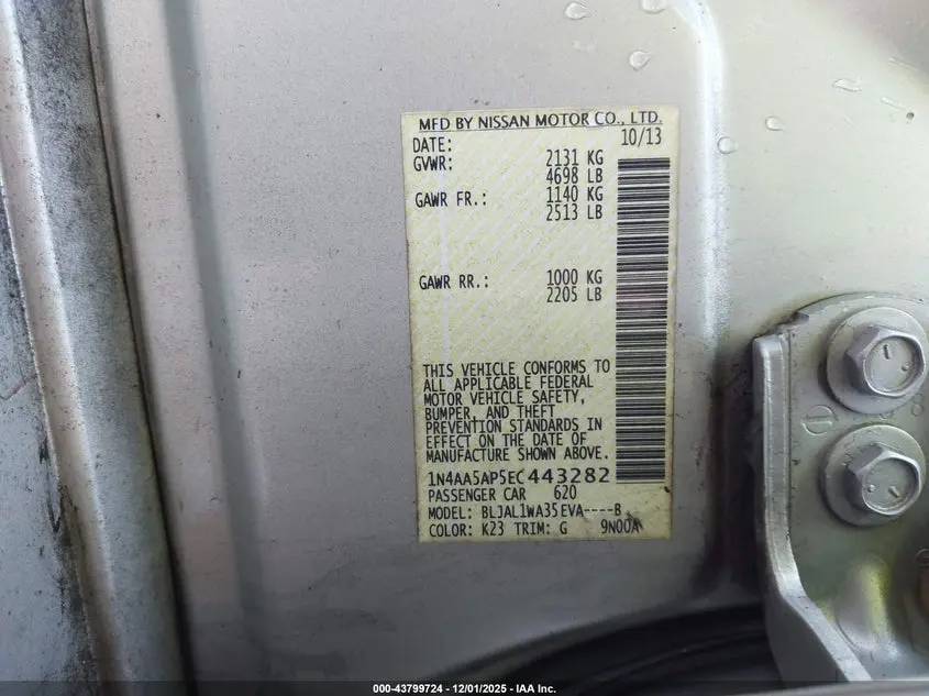 2014 NISSAN MAXIMA 3.5 SV