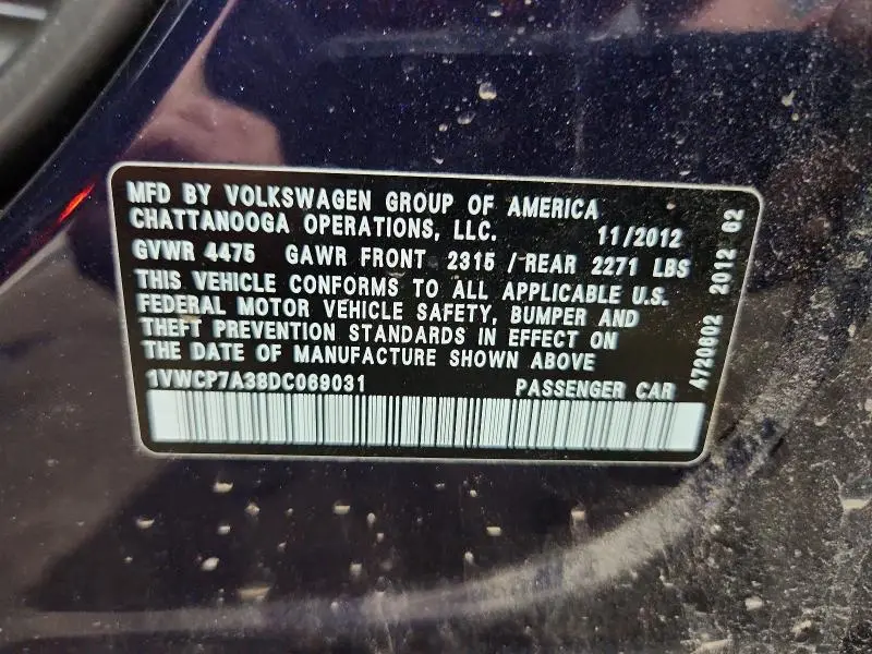 2013 VOLKSWAGEN PASSAT SEL  