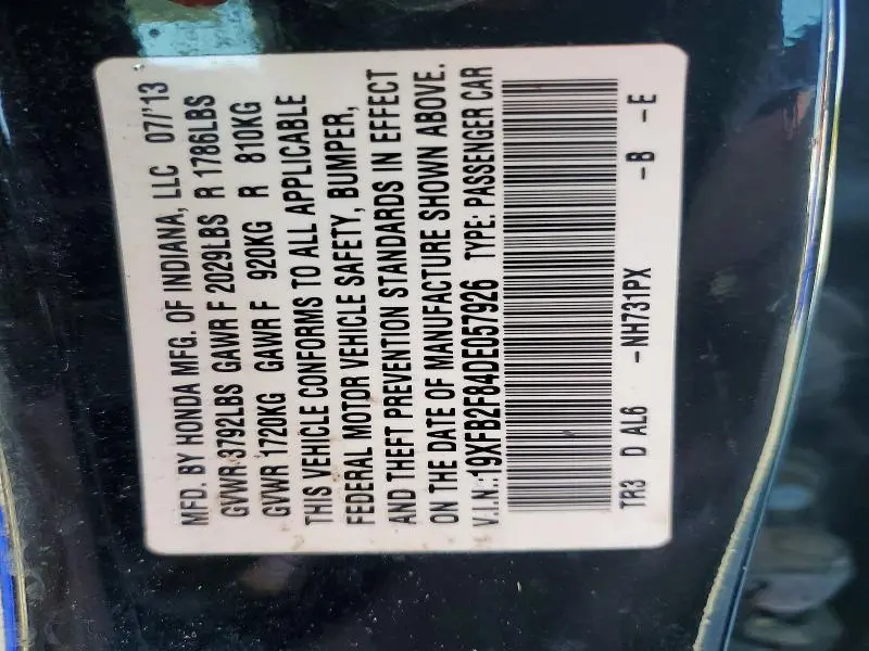 2013 HONDA CIVIC EX  