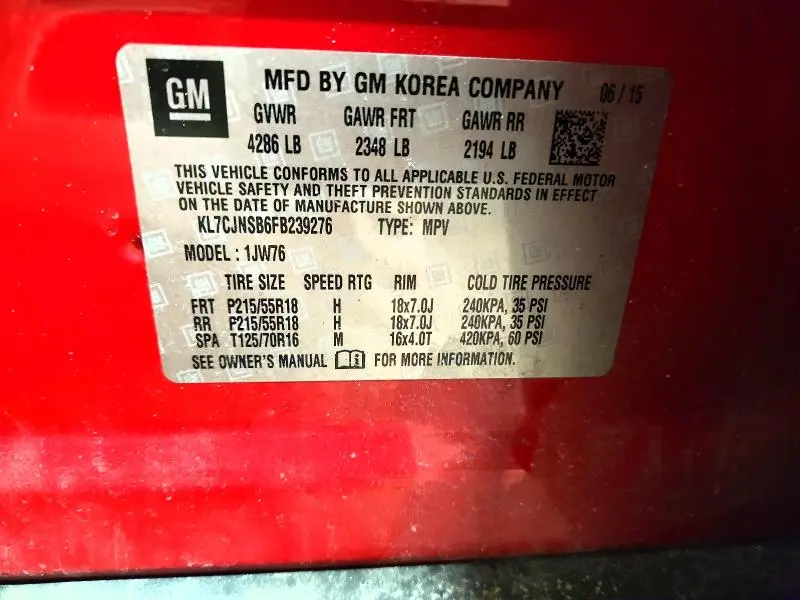 2015 CHEVROLET TRAX LTZ  