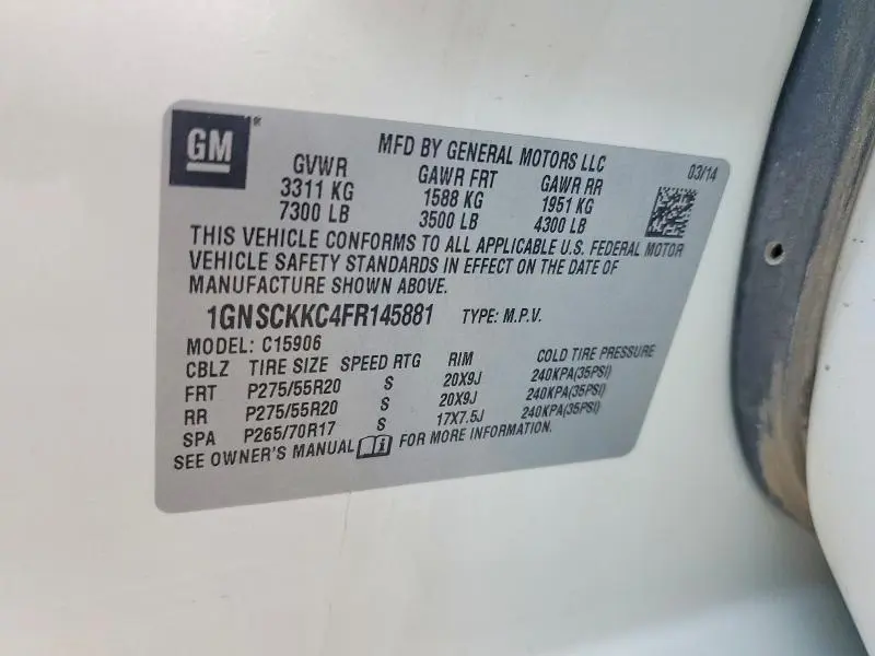 2015 CHEVROLET SUBURBAN C1500 LTZ  