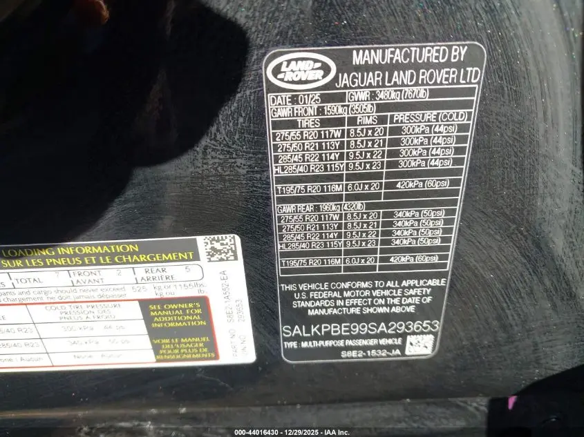 2025 LAND ROVER RANGE ROVER P530 SE 7 SEAT