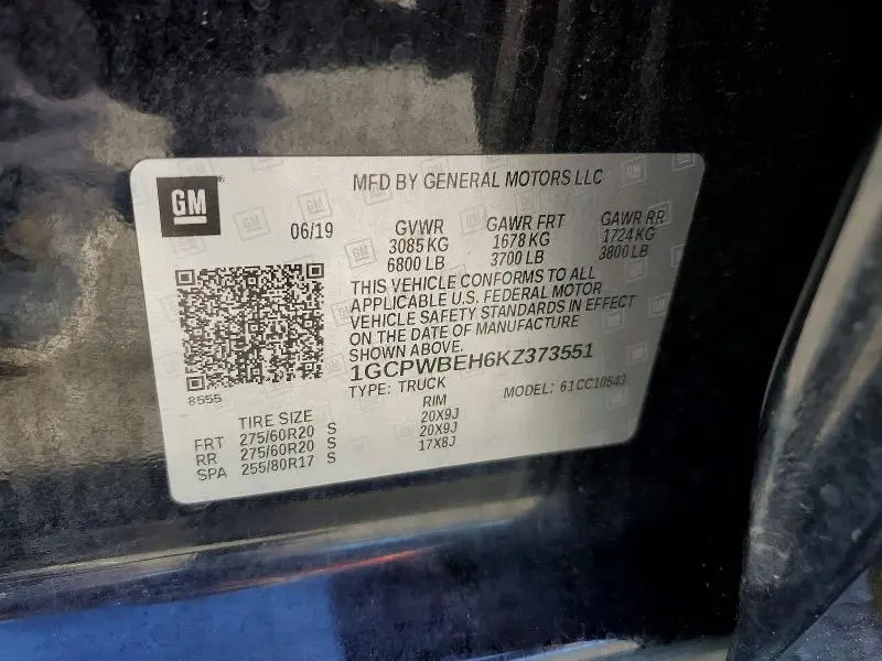 2019 CHEVROLET SILVERADO C1500 CUSTOM  